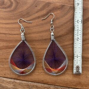 Purple Weaved Teardrop Earrings